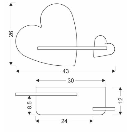 LED Detské nástenné svietidlo s poličkou HEART LED/5W/230V ružová/biela/drevo, FSC certifikované