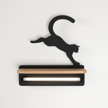 LED Detské nástenné svietidlo s poličkou JUMPING CAT LED/5W/230V, FSC certifikované