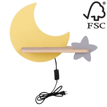 LED Detské nástenné svietidlo s poličkou MOON LED/5W/230V, FSC certifikované