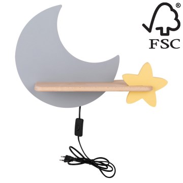 LED Detské nástenné svietidlo s poličkou MOON LED/5W/230V, FSC certifikované