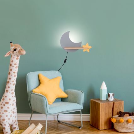 LED Detské nástenné svietidlo s poličkou MOON LED/5W/230V, 