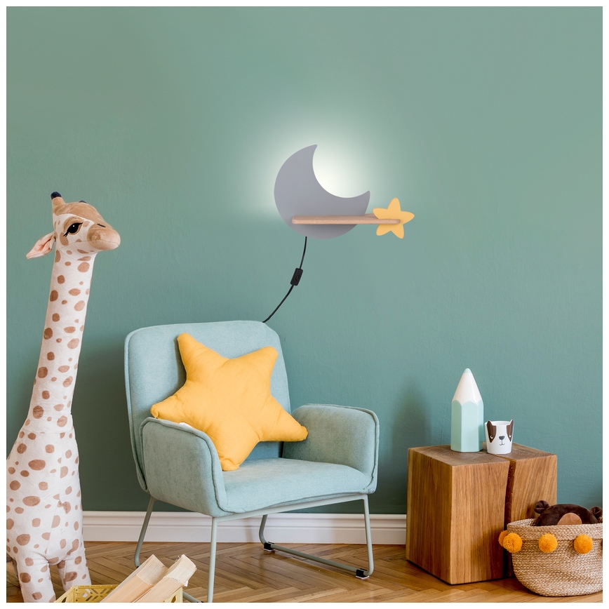 LED Detské nástenné svietidlo s poličkou MOON LED/5W/230V, 