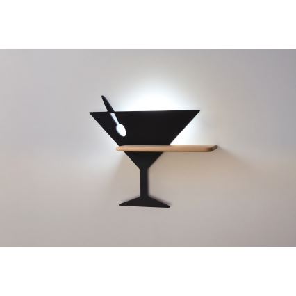 LED Detské nástenné svietidlo s poličkou PICCOLO LED/4W/230V čierna/dřevo, 