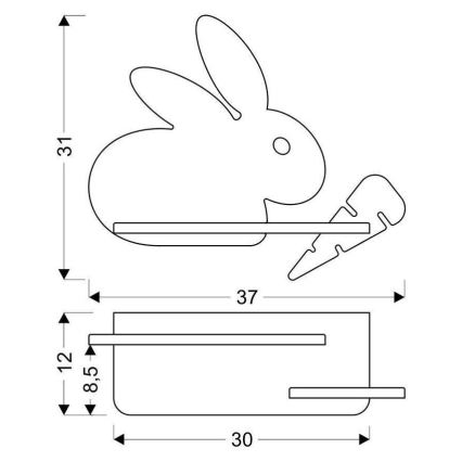 LED Detské nástenné svietidlo s poličkou RABBIT LED/4W/230V šedá/biela/drevo, FSC certifikované