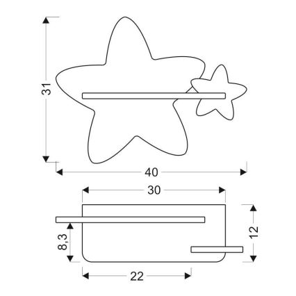 LED Detské nástenné svietidlo s poličkou STAR LED/5W/230V, FSC certifikované