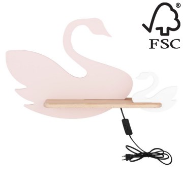 LED Detské nástenné svietidlo s poličkou SWAN LED/5W/230V, FSC certifikované