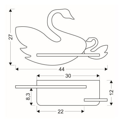 LED Detské nástenné svietidlo s poličkou SWAN LED/5W/230V, 