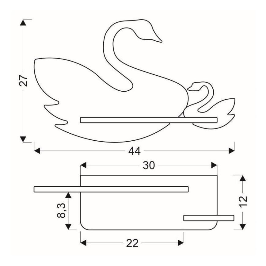 LED Detské nástenné svietidlo s poličkou SWAN LED/5W/230V, 