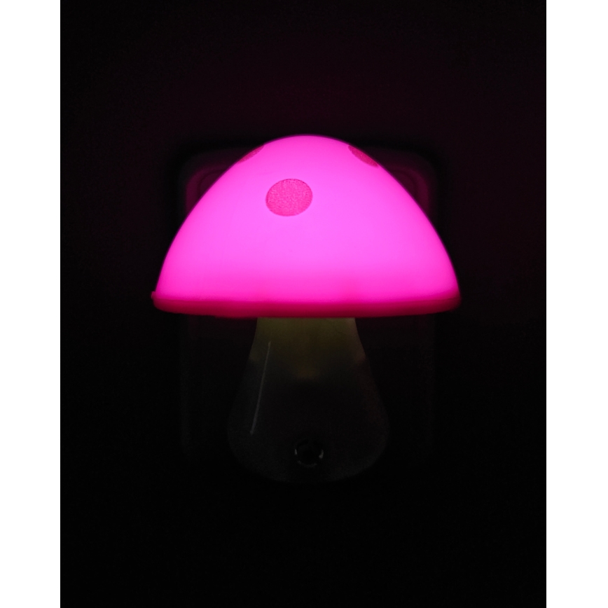 LED Detské nočné svetlo so senzorom súmraku LED/0,5W/230V muchotrávka