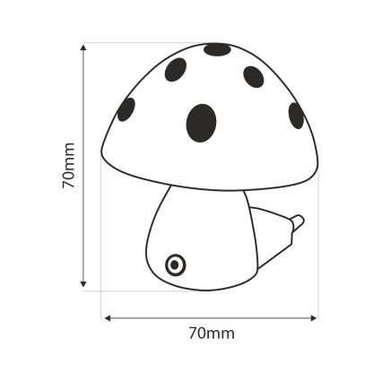 LED Detské nočné svetlo so senzorom súmraku LED/0,5W/230V muchotrávka