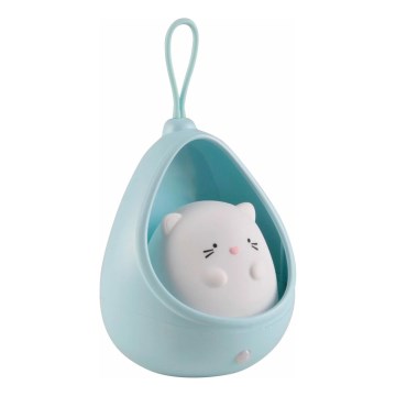 LED Detské orientačné svietidlo so senzorom KITTY LED/0,5W/5V USB 1200 mAh modrá