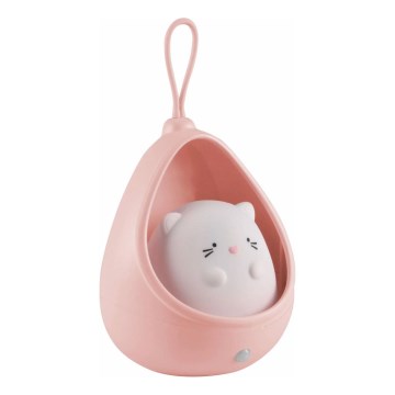 LED Detské orientačné svietidlo so senzorom KITTY LED/0,5W/5V USB 1200 mAh ružová