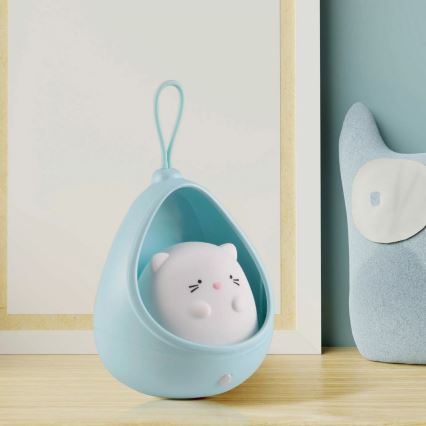 LED Detské orientačné svietidlo so senzorom KITTY LED/0,5W/5V USB 1200 mAh modrá