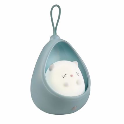 LED Detské orientačné svietidlo so senzorom KITTY LED/0,5W/5V USB 1200 mAh modrá