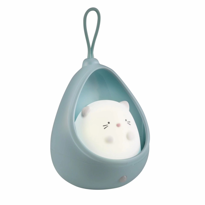LED Detské orientačné svietidlo so senzorom KITTY LED/0,5W/5V USB 1200 mAh modrá