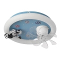 LED detské stmievateľné stropné svietidlo s ventilátorom LED/48W/230V 3000/4000/6000K priemer 50 cm modrá + diaľkové ovládanie