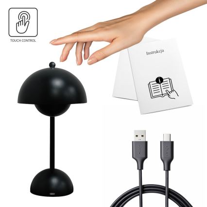 LED dobíjateľná dotyková stolná lampa COSTA LED/3W/5V 2400 mAh 3000-6000K čierna