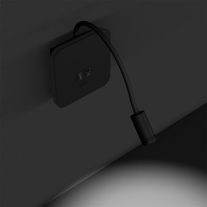 LED flexibilná nástenná lampička BASE LED/8W+LED/2W/230V čierna/strieborná