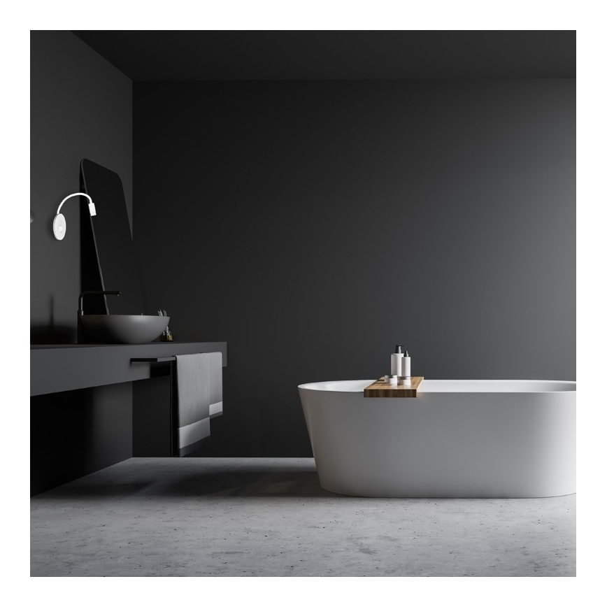 LED Flexibilná nástenná lampička s USB BASE LED/8W+LED/2W/230V biela/strieborná