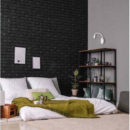 LED Flexibilná nástenná lampička s USB BASE LED/8W+LED/2W/230V biela/strieborná