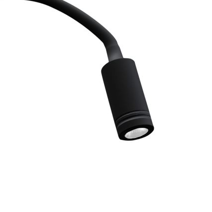 LED flexibilná nástenná lampička s USB BASE LED/8W+LED/2W/230V čierna
