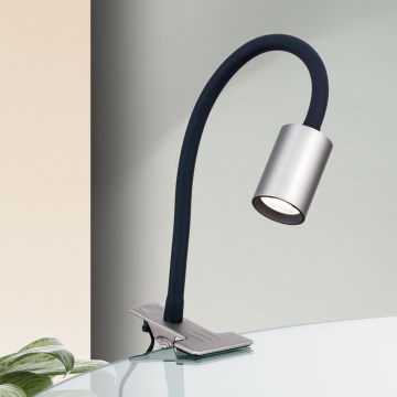 LED Flexibilná stolná lampa s klipom KURT LED/5W/230V strieborná