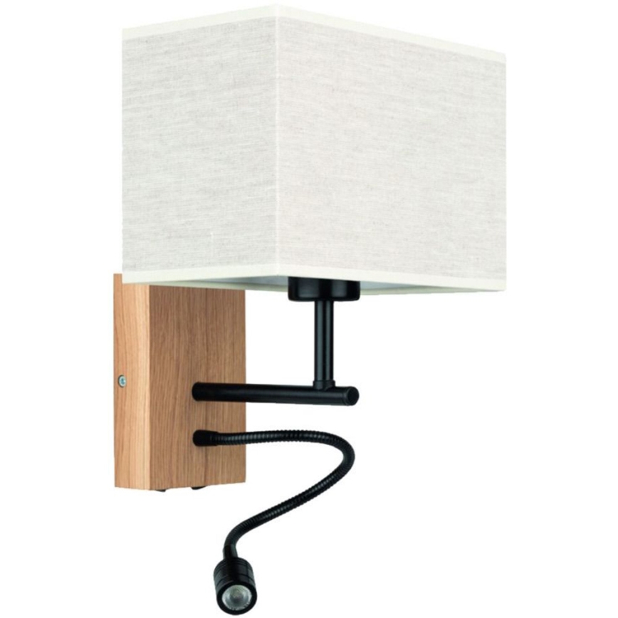 LED Flexibilné svietidlo BOHO 1xE27/25W + LED/1W/230V dub