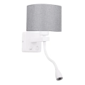 LED Flexibilné svietidlo POLO 1xE27/40W+LED/2W 230V biela