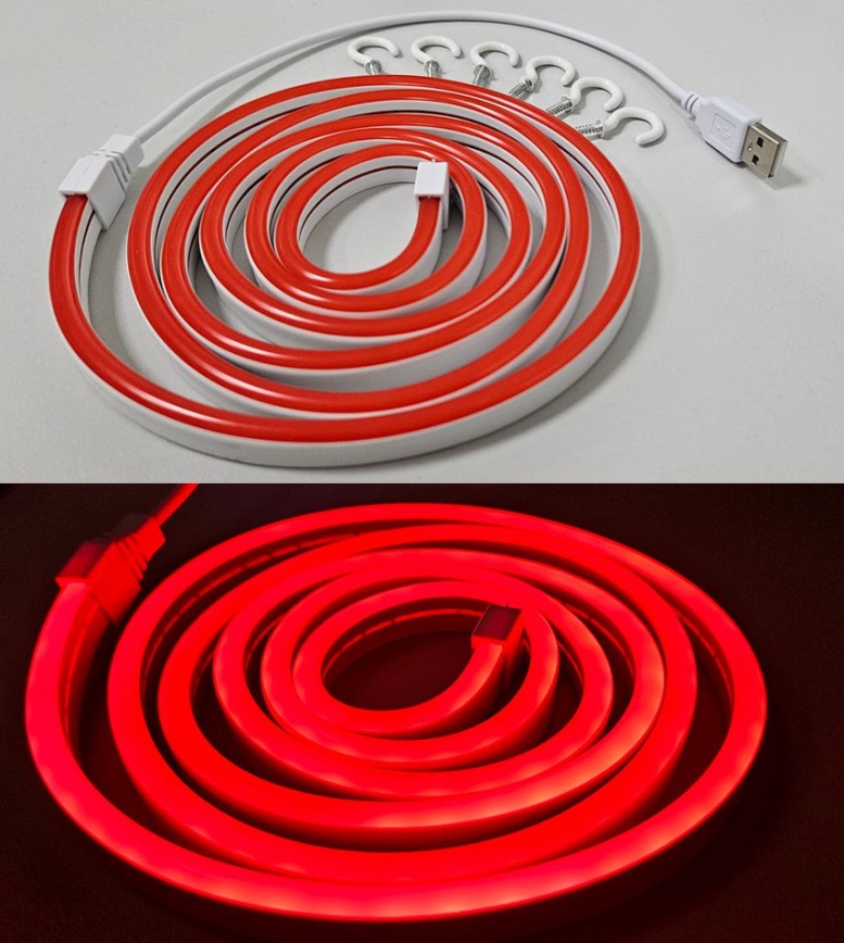 LED Flexibilný pásik NEON LED/5V USB 1,8 m červená