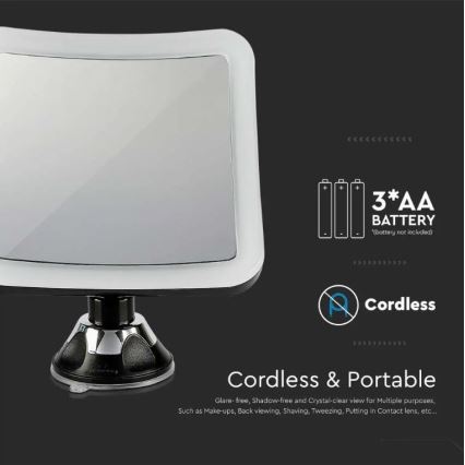 LED Kozmetické zrkadielko LED/3,2W/4,5V 3xAA IP44