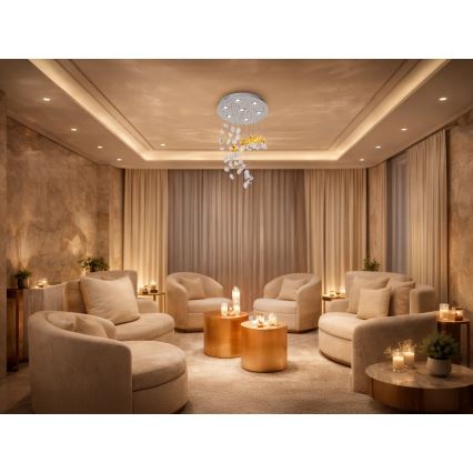 LED Krištáľové stropné svietidlo AVARA LED/24W/230V pr. 40 cm lesklý chróm + diaľkové ovládanie