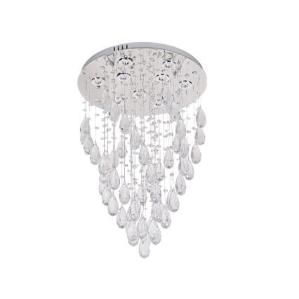 LED krištáľové stropné svietidlo MAJURO LED/30W/230V priemer 45 cm lesklý chróm + diaľkové ovládanie