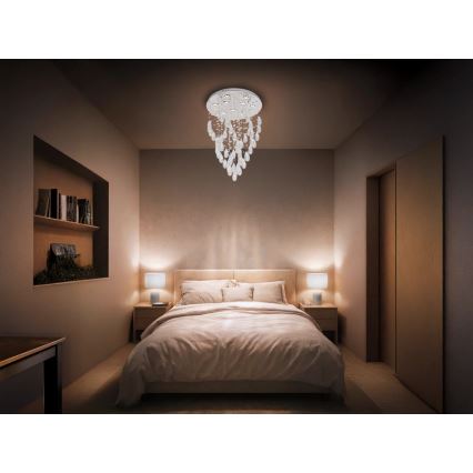 LED krištáľové stropné svietidlo MAJURO LED/30W/230V priemer 45 cm lesklý chróm + diaľkové ovládanie