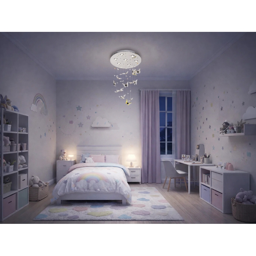 LED krištáľové stropné svietidlo MURU LED/24W/230V pr. 40 cm lesklý chróm + diaľkové ovládanie
