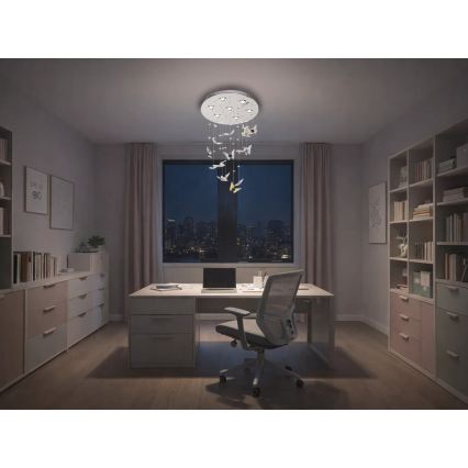 LED krištáľové stropné svietidlo MURU LED/24W/230V pr. 40 cm lesklý chróm + diaľkové ovládanie
