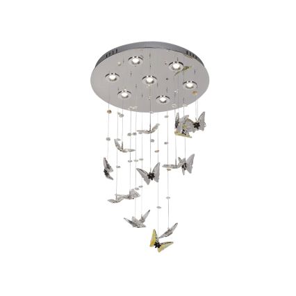 LED krištáľové stropné svietidlo MURU LED/24W/230V pr. 40 cm lesklý chróm + diaľkové ovládanie