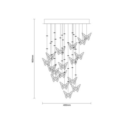 LED krištáľové stropné svietidlo MURU LED/24W/230V pr. 40 cm lesklý chróm + diaľkové ovládanie