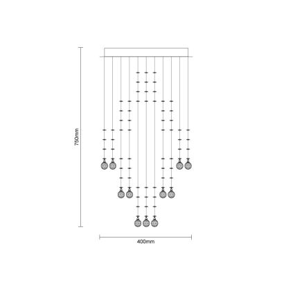 LED krištáľové stropné svietidlo NAURU LED/24W/230V, priemer 40 cm, lesklý chróm + diaľkové ovládanie