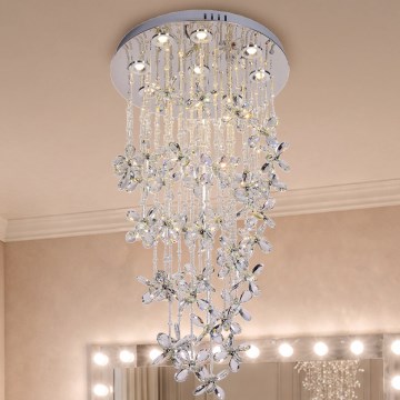 LED krištáľové stropné svietidlo SAMOA LED/30W/230V pr. 40 cm lesklý chróm + diaľkové ovládanie