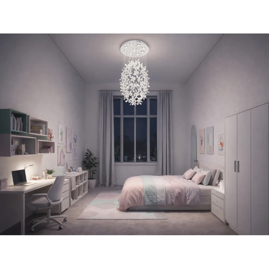 LED krištáľové stropné svietidlo SAMOA LED/30W/230V priemer 40 cm lesklý chróm + diaľkové ovládanie