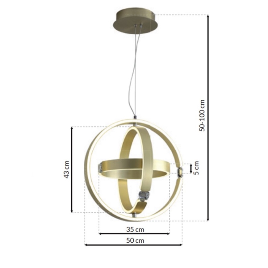 LED Krištáľový luster na lanku SIRIUS LED/80W/230V