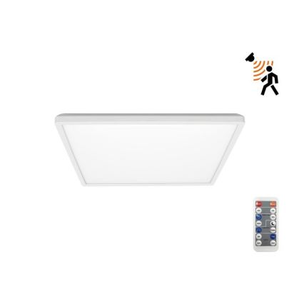 LED Kúpeľňové svietidlo so senzorom pohybu a súmraku NIVERA LED/12W/230V IP54 3000/4000/6000K 22,5x22,5 cm biela + diaľkové ovládanie