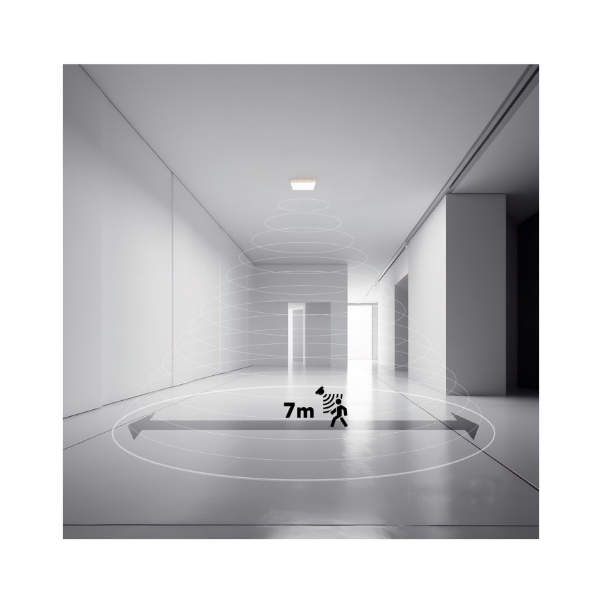 LED Kúpeľňové svietidlo so senzorom pohybu a súmraku NIVERA LED/12W/230V IP54 3000/4000/6000K 22,5x22,5 cm biela + diaľkové ovládanie