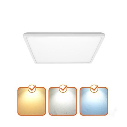 LED Kúpeľňové svietidlo so senzorom pohybu a súmraku NIVERA LED/12W/230V IP54 3000/4000/6000K 22,5x22,5 cm biela + diaľkové ovládanie