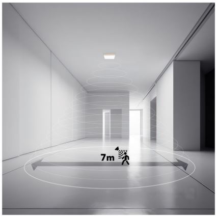 LED Kúpeľňové svietidlo so senzorom pohybu a súmraku NIVERA LED/12W/230V IP54 3000/4000/6000K 22,5x22,5 cm čierna + diaľkové ovládanie