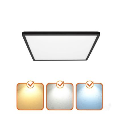 LED Kúpeľňové svietidlo so senzorom pohybu a súmraku NIVERA LED/12W/230V IP54 3000/4000/6000K 22,5x22,5 cm čierna + diaľkové ovládanie