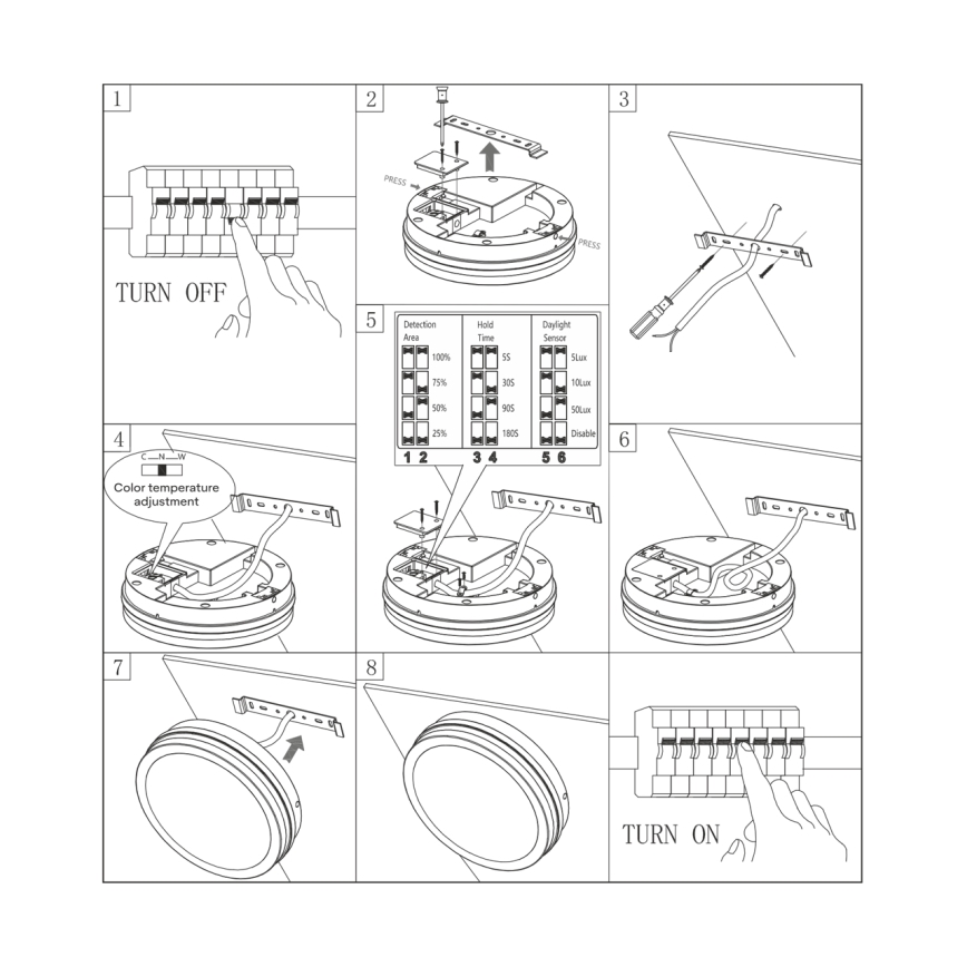 LED Kúpeľňové stropné svietidlo so senzorom ELLÉ LED/24W/230V 3000/4000/6500K pr. 26 cm IP54 antracit