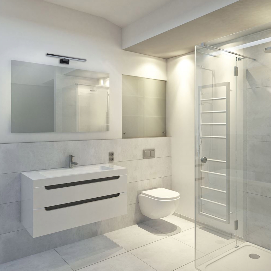 LED kúpeľňové nástenné svietidlo SHINE, 7 W, 230 V, 30 cm, IP44, čierne