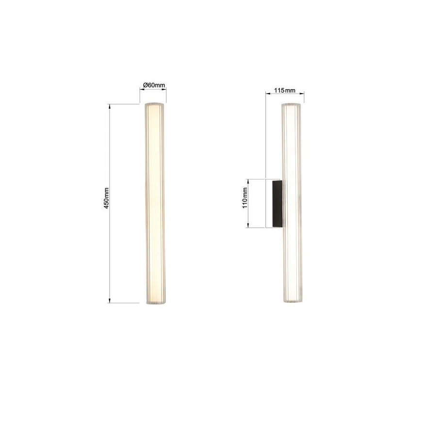 LED osvetlenie na zrkadlo do kúpeľne LINEA LED/8W/230V 3000/4000/6000K IP44 45 cm čierne