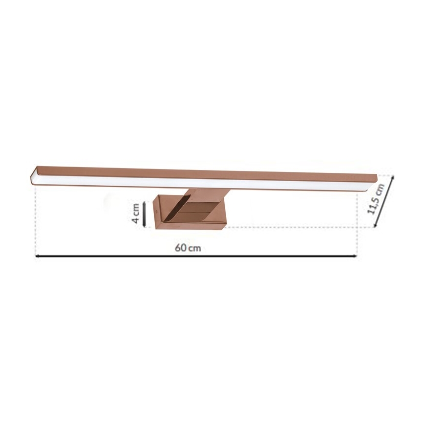 LED Kúpeľňové osvetlenie zrkadla SHINE LED/13,8W/230V 60 cm IP44 ružové zlato